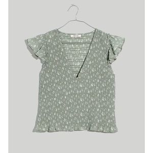 NWT MADEWELL Lucie V-Neck Smocked Top in Cottage Garden size 12